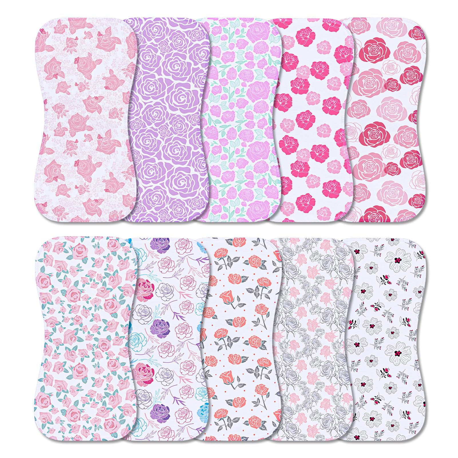 Printed Bibs Pack - Benoxine 10-Pack Baby Burp Cloths Soft