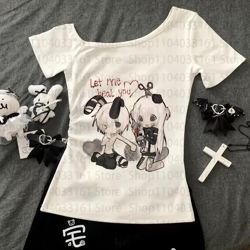 Anime Girl Y2k T-shirt Gothic  - Baby Y2K Clothing recension och pris