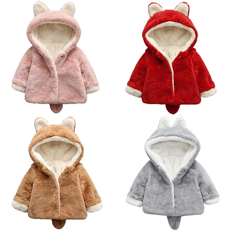 Cute Cat Ears Plush Baby Jacke - Baby Xmas Clothing recension och pris